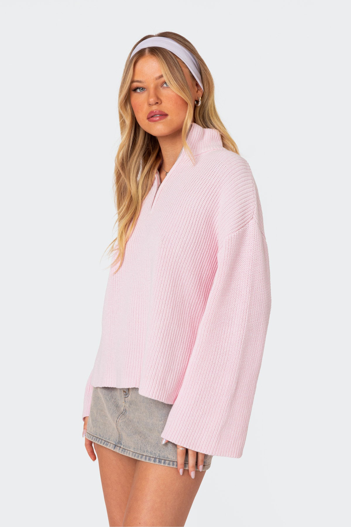 Amour High Neck Oversized Zip Sweater - Image 3