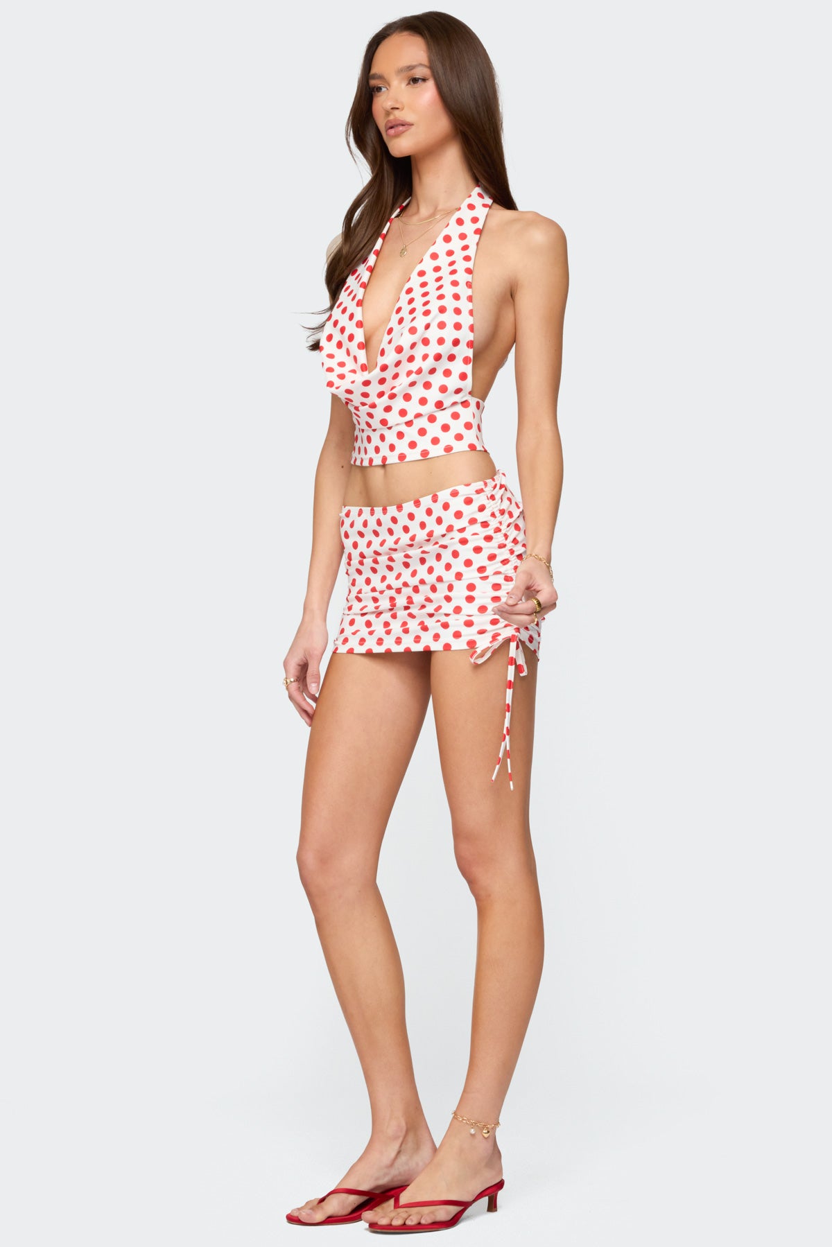 Zoe Polka Dot Drawstring Mini Skirt - Image 3
