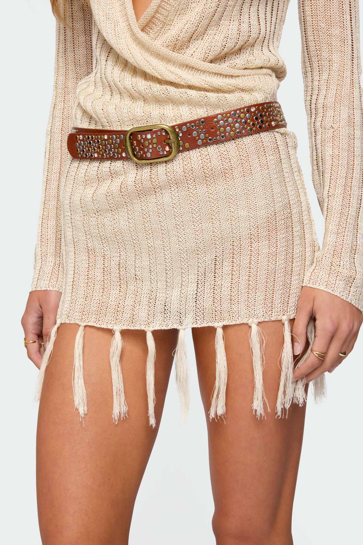 Zinia Studded Faux Leather Belt