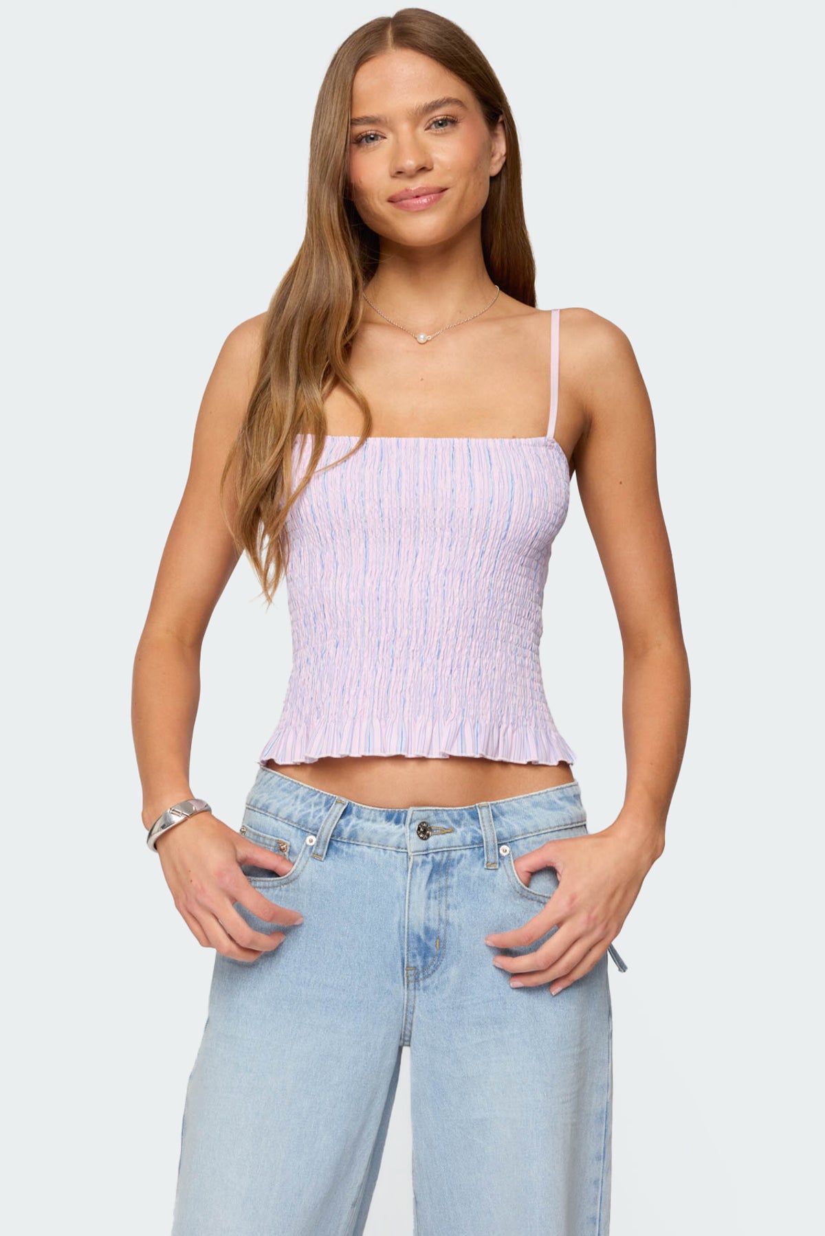 Leela Scrunch Striped Tank Top