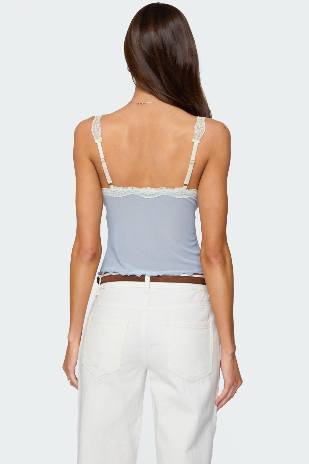 Contrast Lacey Mesh Tank Top - Image 6