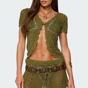 Mabelle Crochet Split Front Top