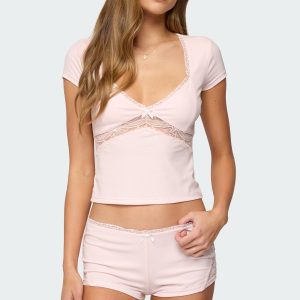 Arcadia Lacey V Neck Top