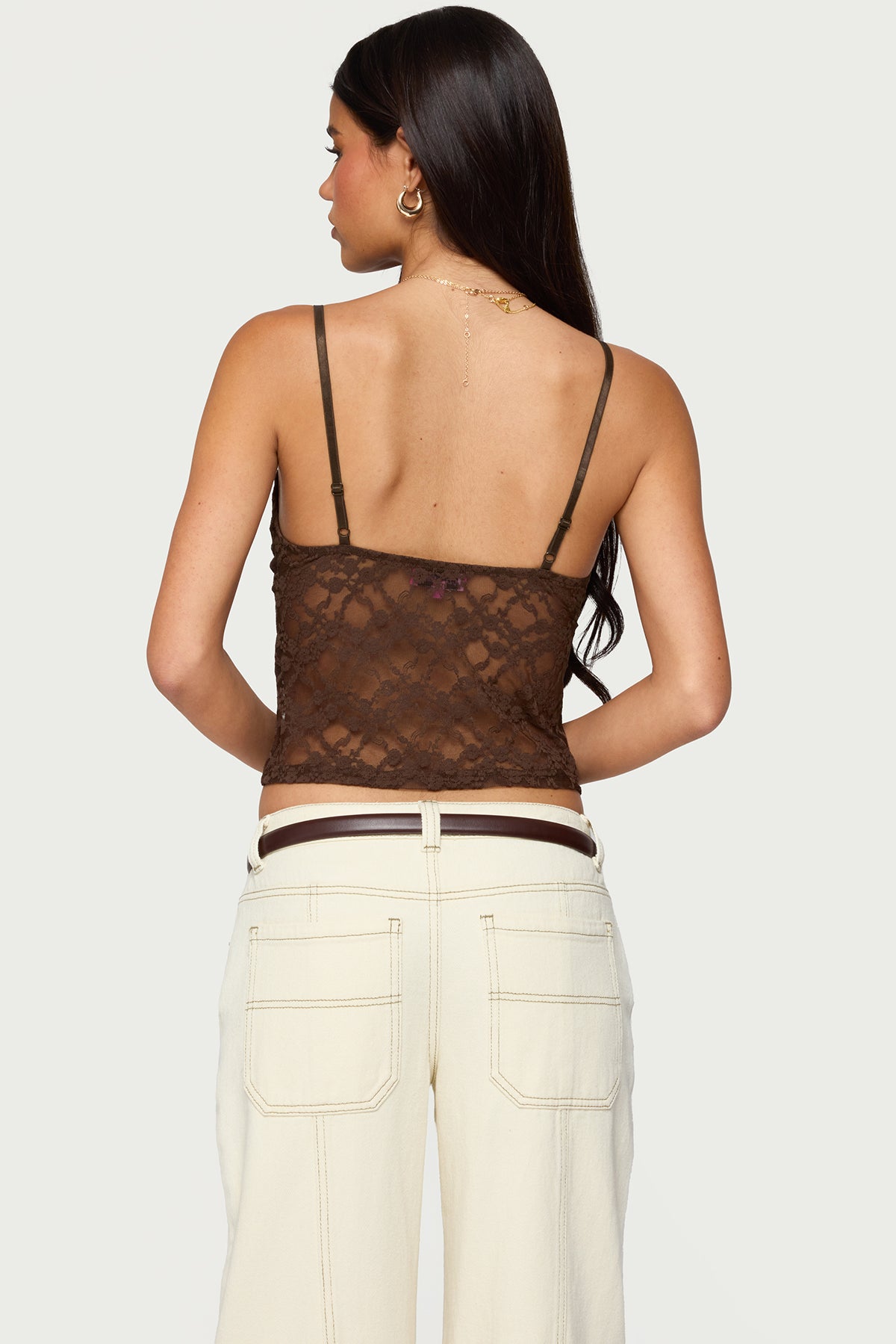 Sheer Lace Cut Out Tank Top - Image 5
