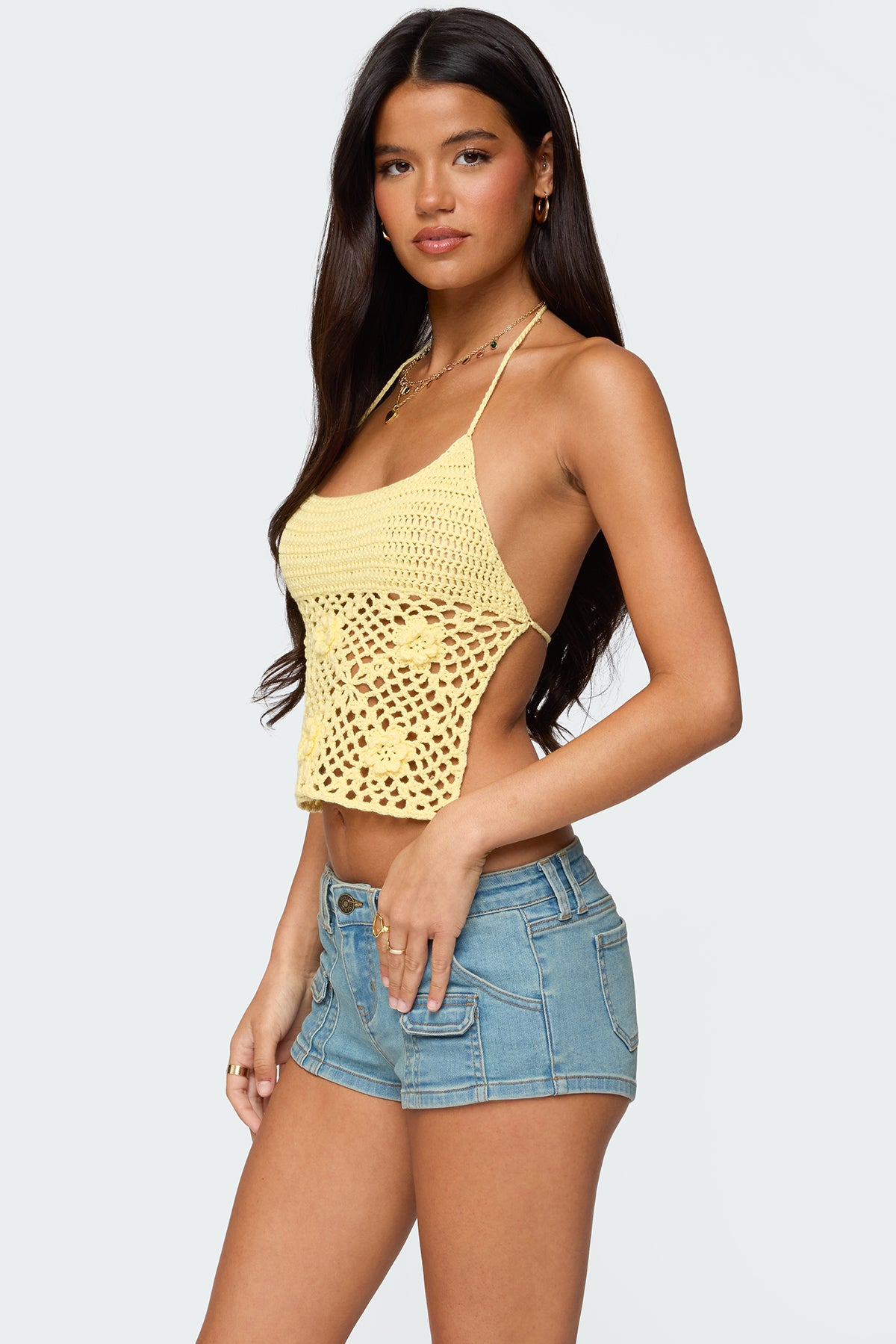 Miel Crochet Backless Halter Top - Image 3