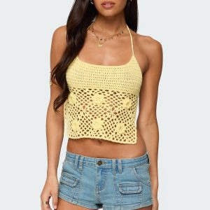 Miel Crochet Backless Halter Top