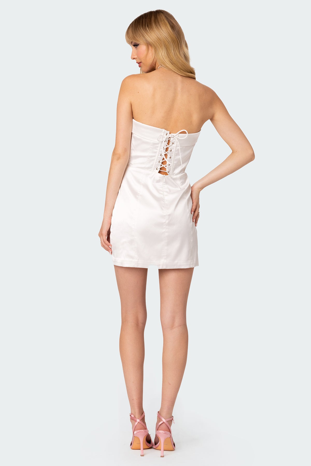 Fem Fold Over Satin Effect Mini Dress - Image 4