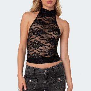 Alena High Neck Sheer Lace Top