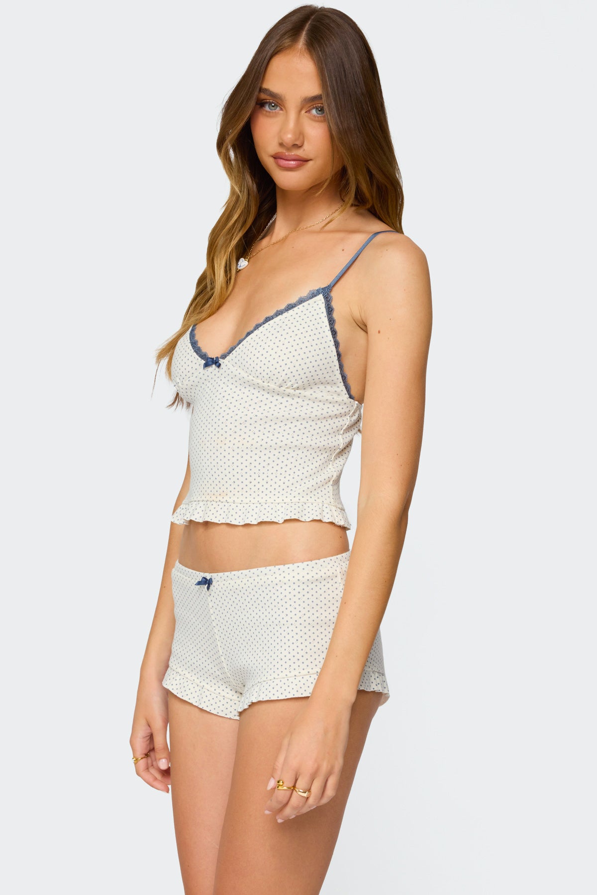 Avalon Dotted Pointelle Ruffle Tank Top - Image 3