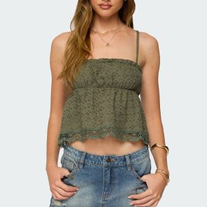 Orian Eyelet Babydoll Tank Top