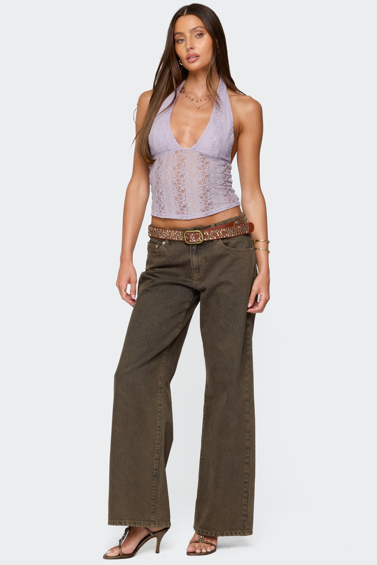Naya Textured Sheer Lace Halter Top - Image 2