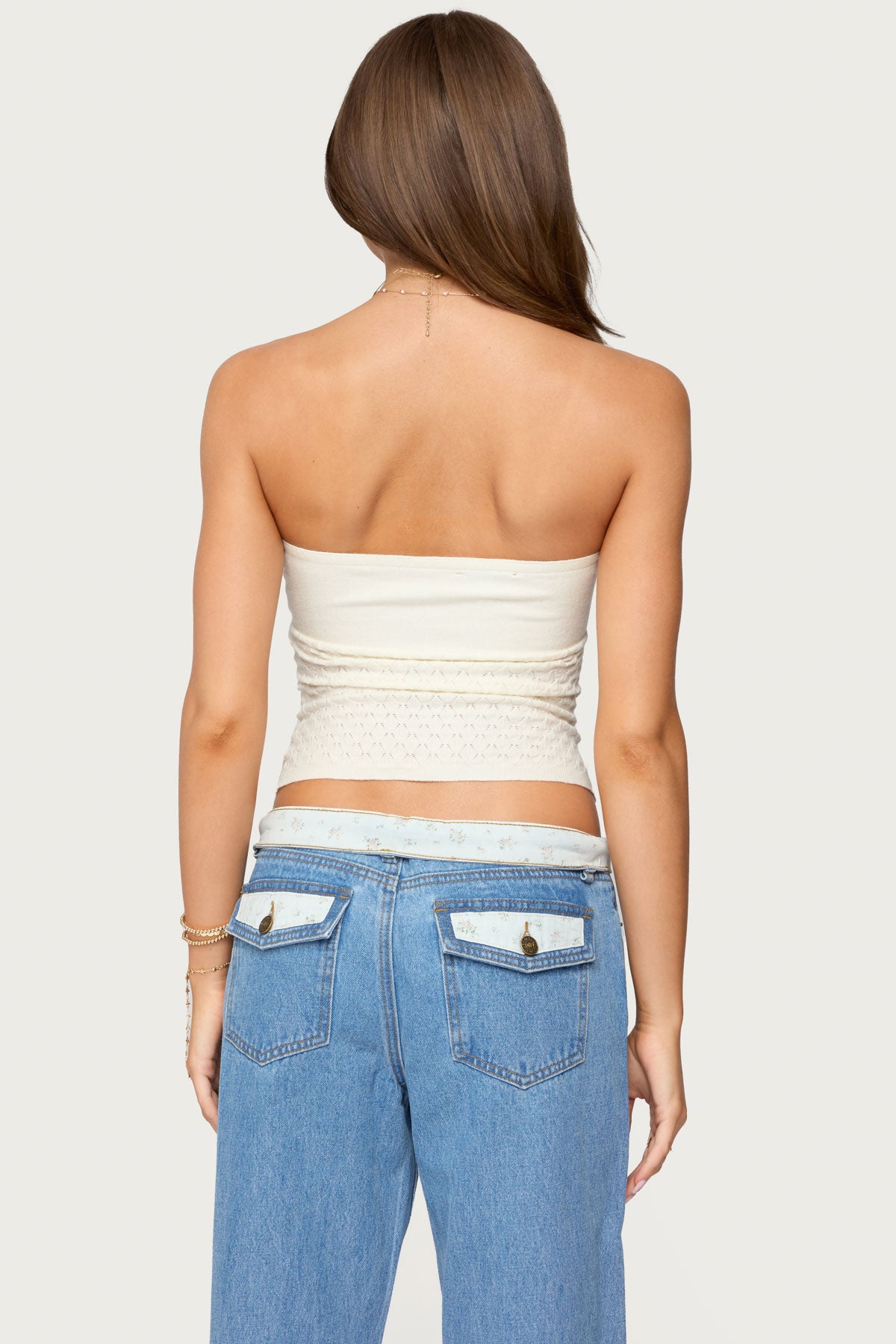 Textured Knit Strapless Cutout Top - Image 5