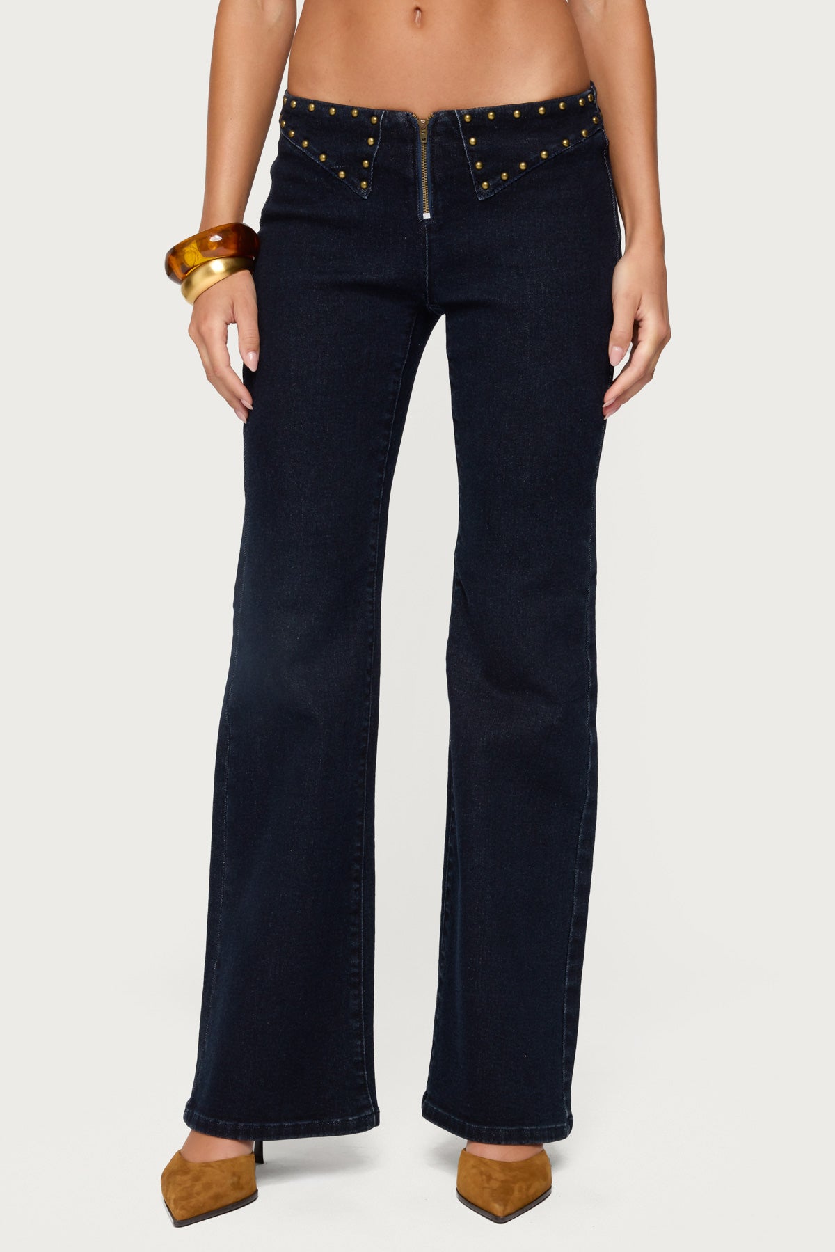 Carys Studded Low Rise Flared Jeans - Image 2