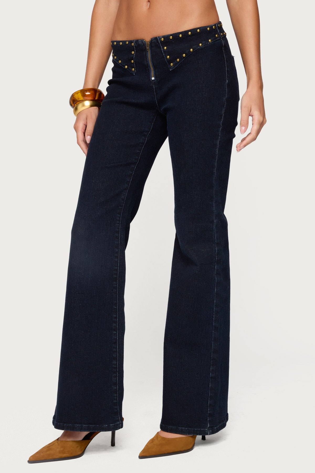 Carys Studded Low Rise Flared Jeans - Image 3