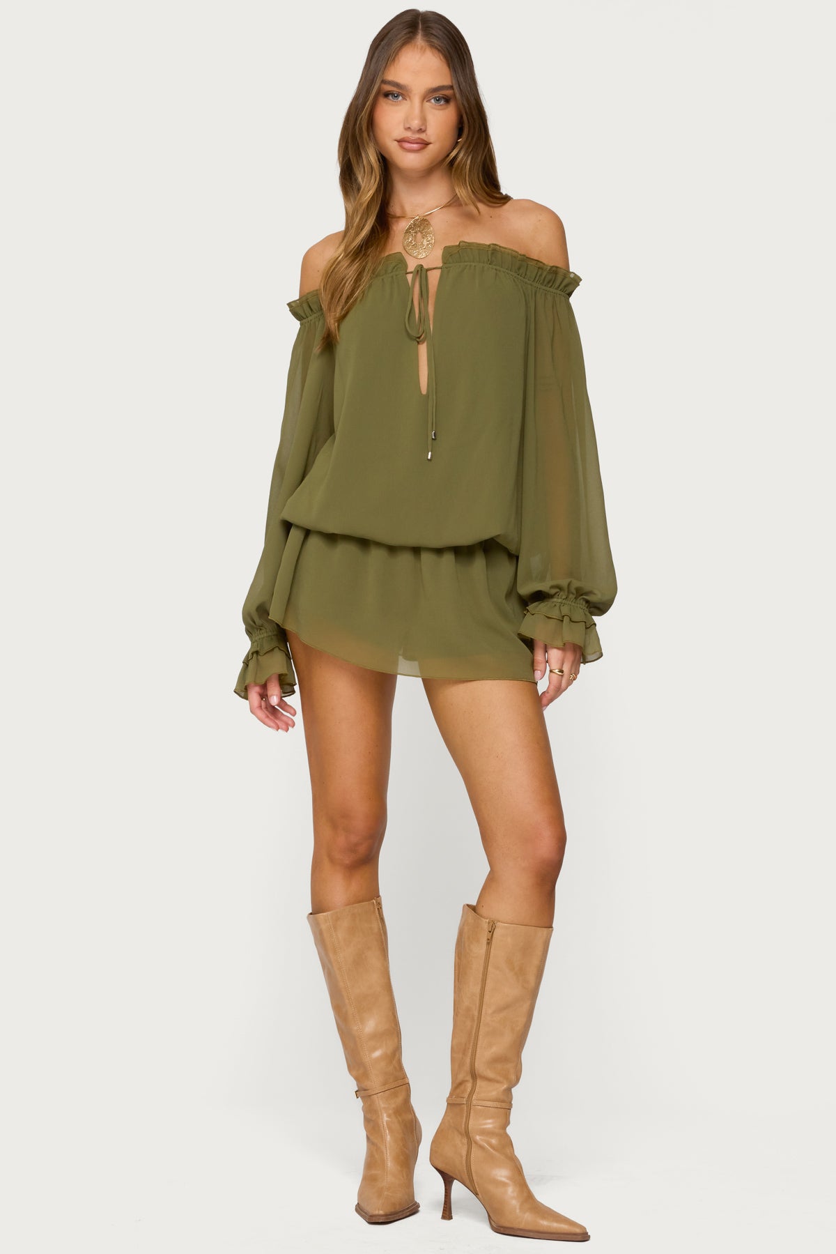 Delphine Off Shoulder Chiffon Romper - Image 5