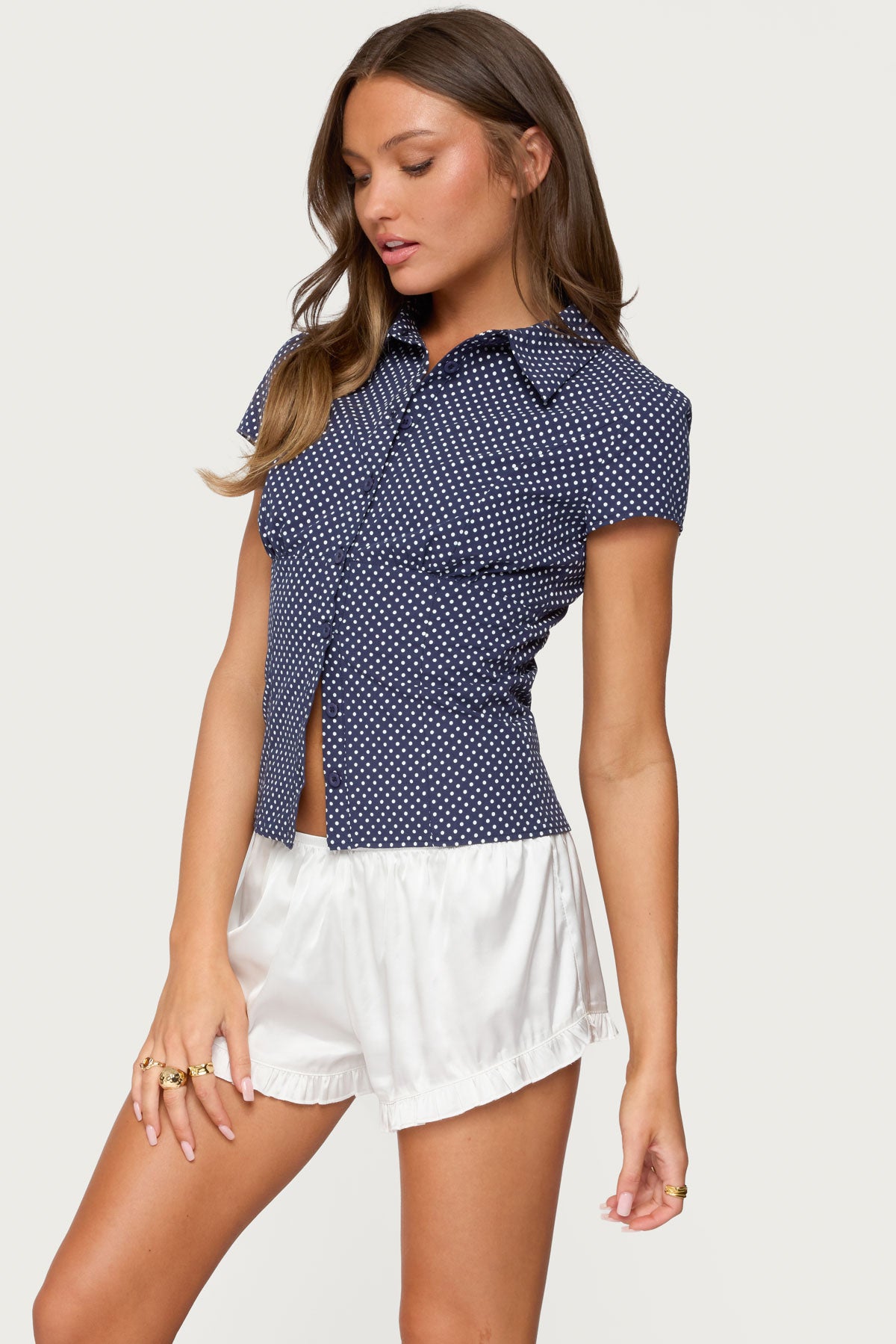 Polka Dot Tailored Button Up Shirt - Image 3