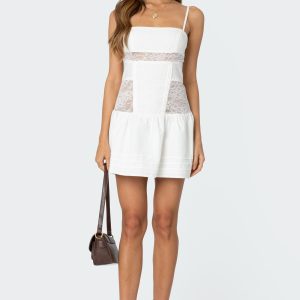 Lacey Linen Look Mini Dress