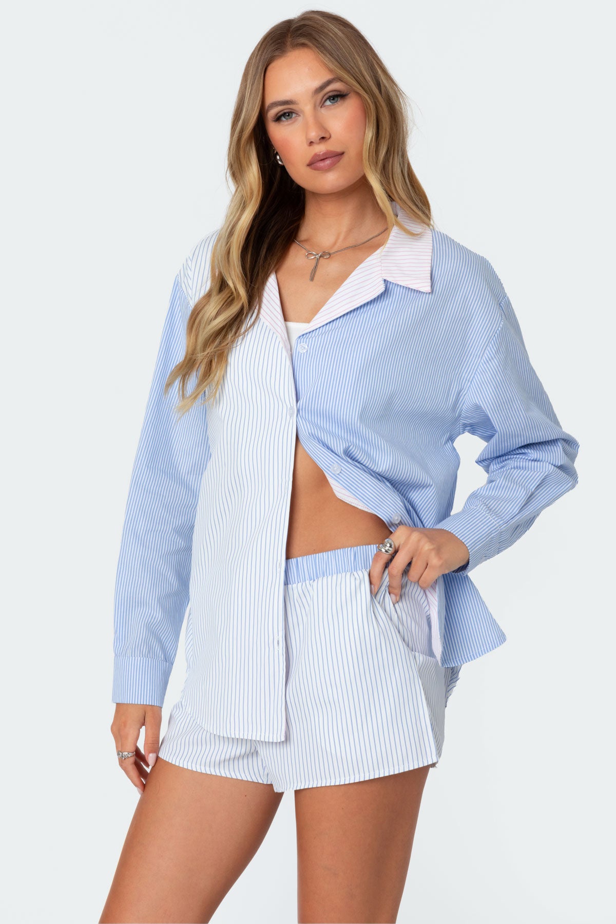 Oaklie Mix Striped Button Up Shirt - Image 3