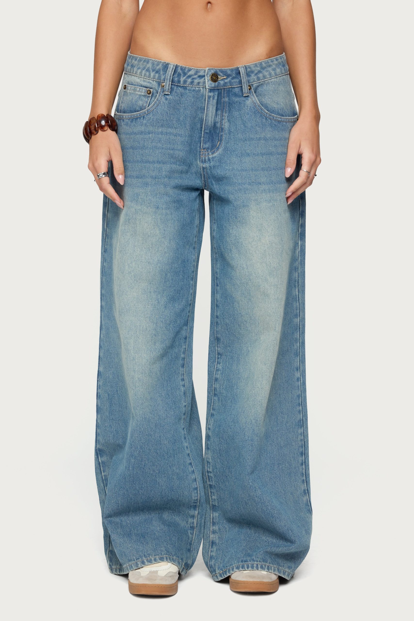 Graphic Vintage Washed Low Rise Jeans - Image 2