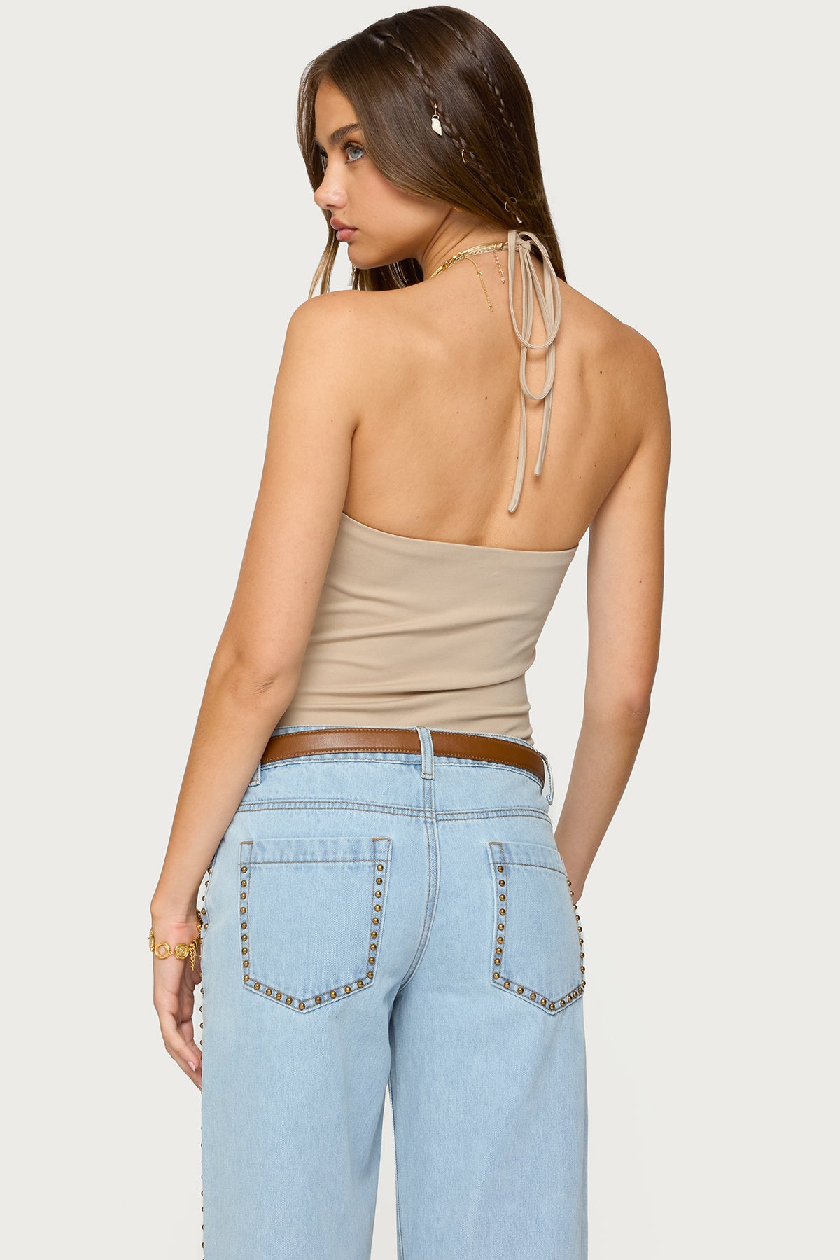 Colbie Faux Suede Fringe Trim Bodysuit - Image 5