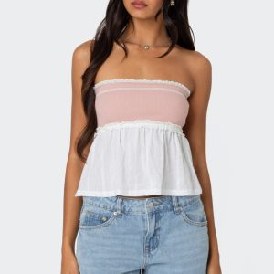 Rena Ribbed Peplum Tube Top