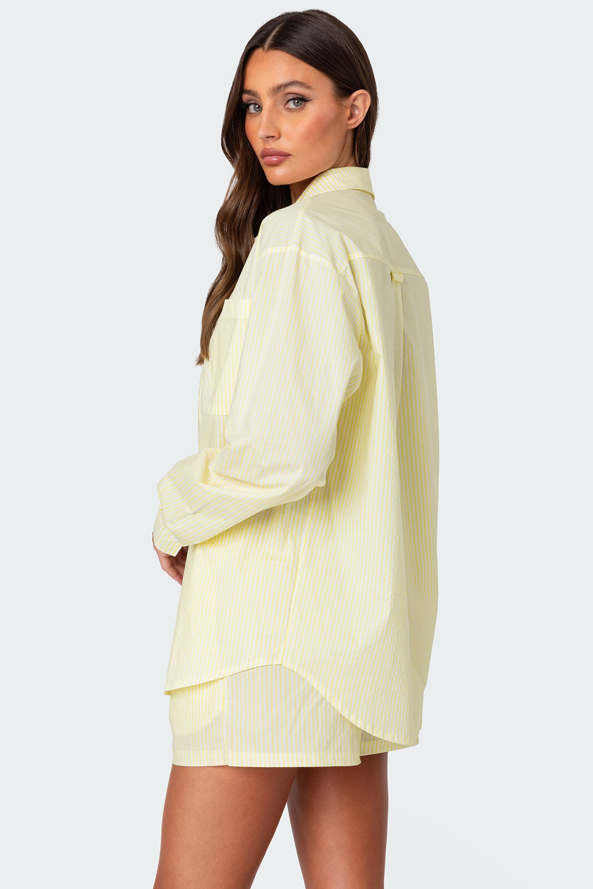 Oversized Pinstripe Button Up Shirt - Image 5