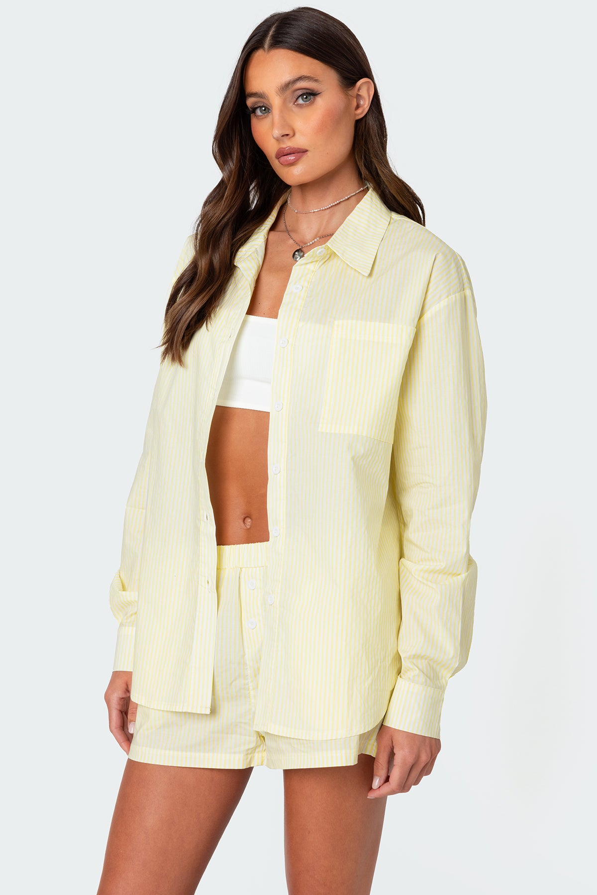Oversized Pinstripe Button Up Shirt - Image 3