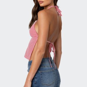 Charmaine Open Back Gingham Top