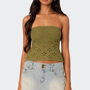 Niki Crochet Strapless Top