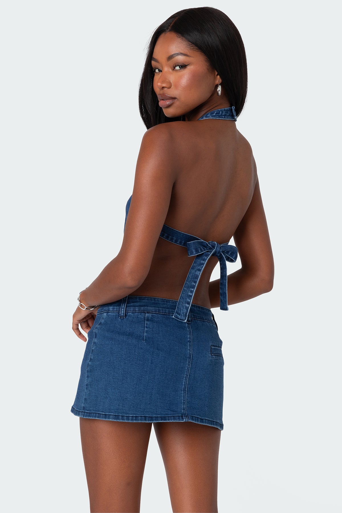 Sydnie Denim Open Back Top - Image 4