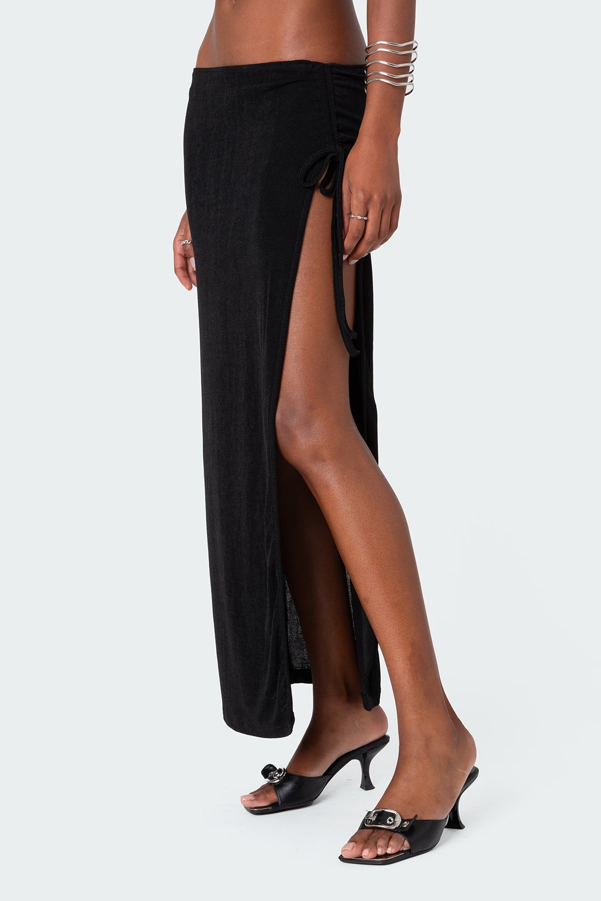 Goldie Slitted Drawstring Maxi Skirt - Image 3
