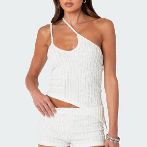 Phoebe Asymmetric Textured Knit Top