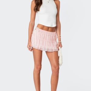 Abrielle Tiered Chiffon Mini Skirt