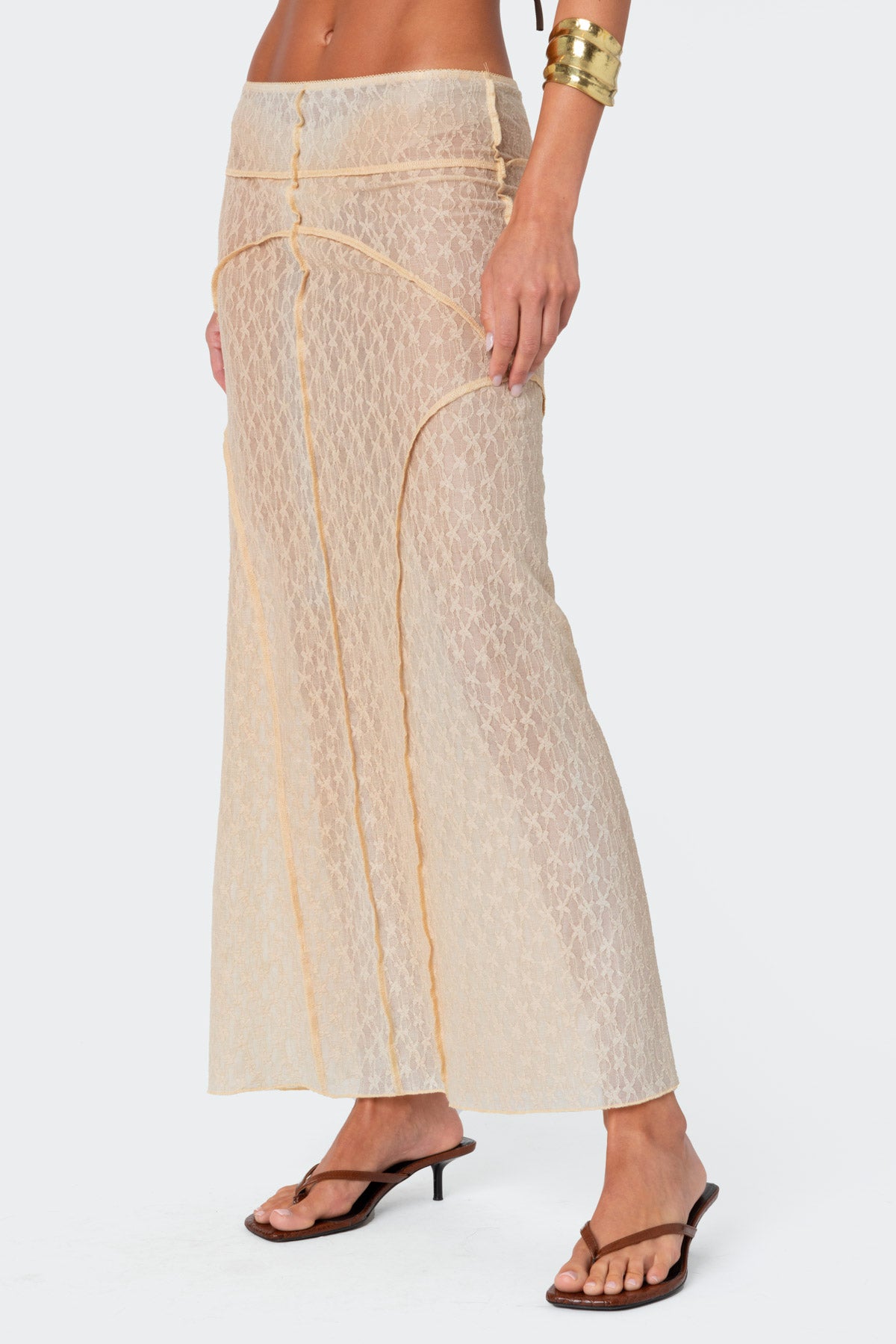 Inside Out Sheer Lace Maxi Skirt - Image 3