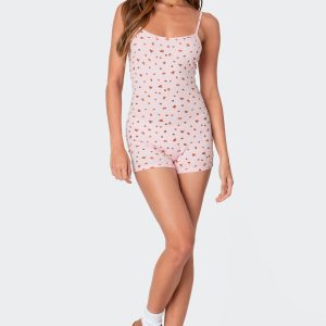 Strawberry Girl Printed Romper
