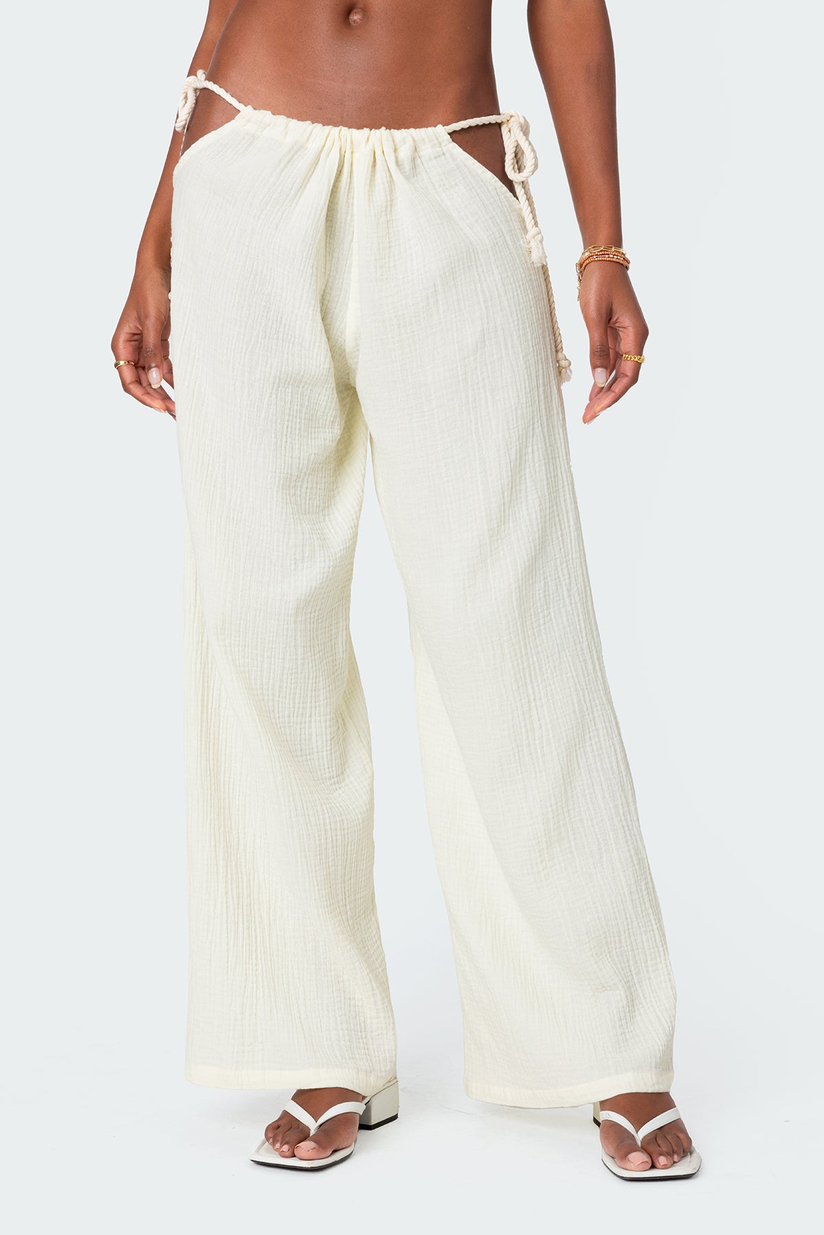 Leoni Side Tie Cotton Gauze Pants - Image 2