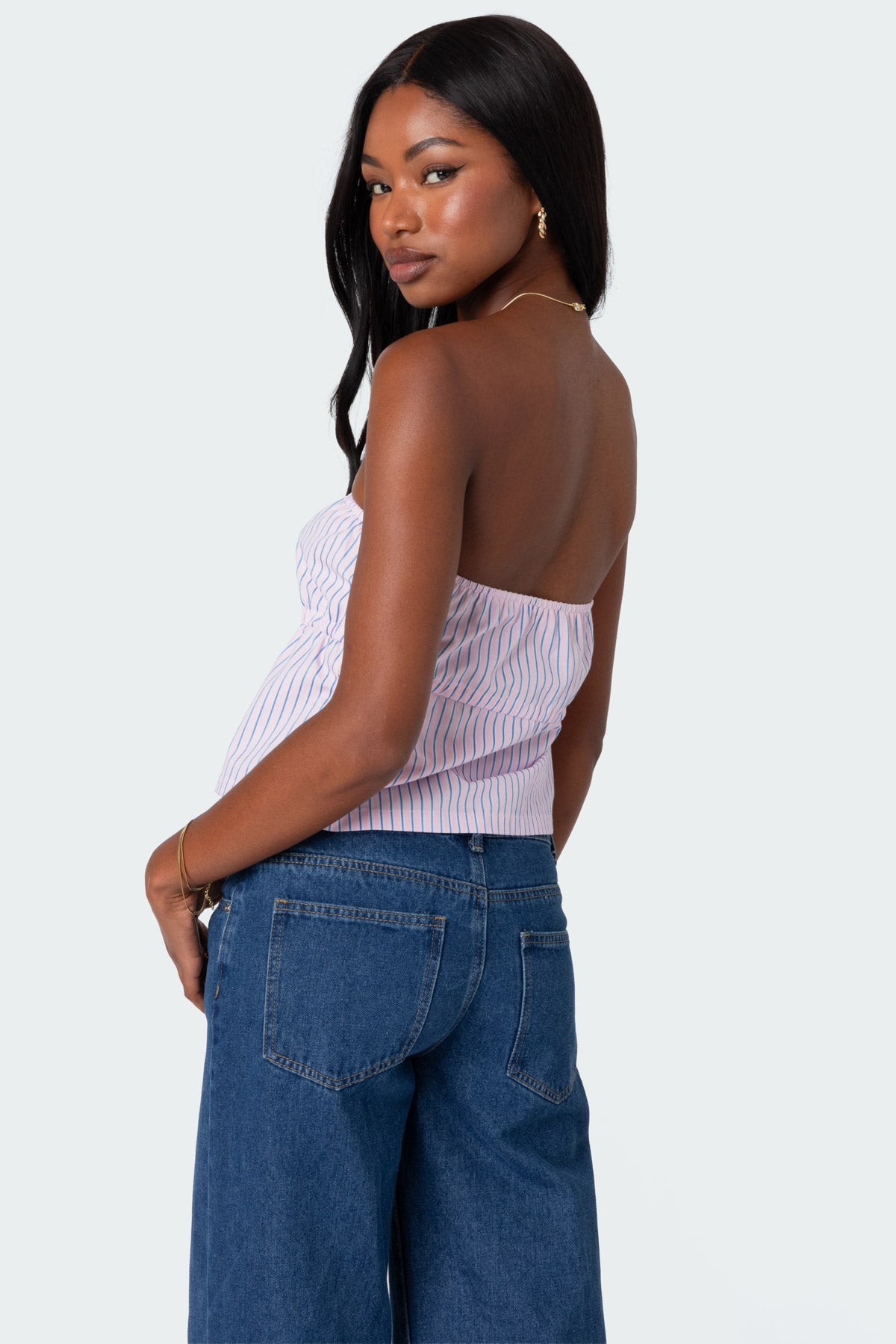 Augusta Pinstripe Strapless Top - Image 5