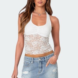 Tia Sheer Lace Halter Top
