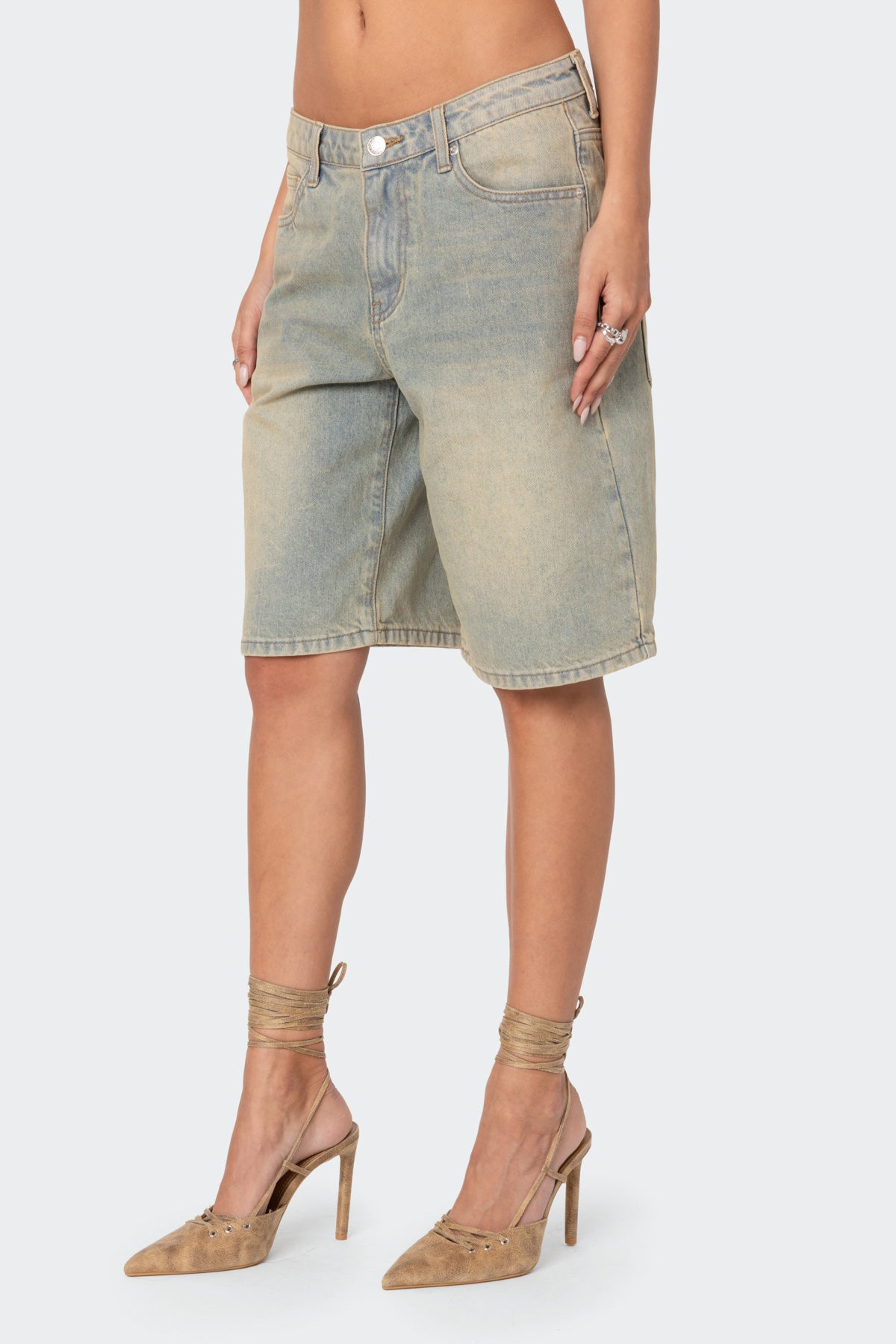 Shira Washed Denim Bermuda Shorts - Image 3