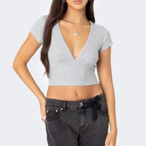Deep V Neck Crop Top