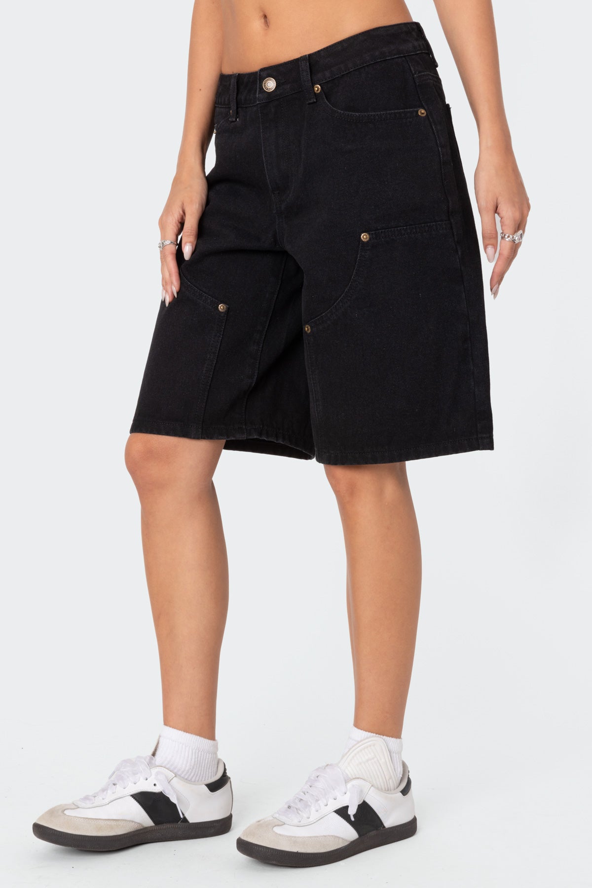Jacqui Low Rise Denim Bermuda Shorts - Image 4