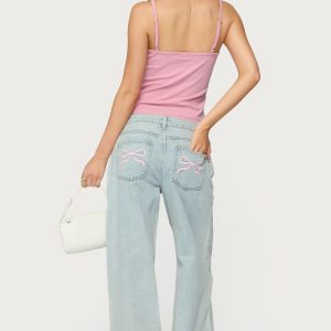 Petite Bow Pocket Relaxed Jeans