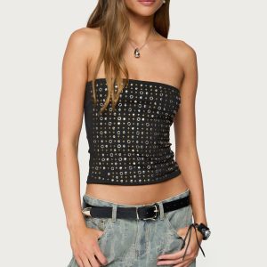 Blanco Studded Grommet Tube Top