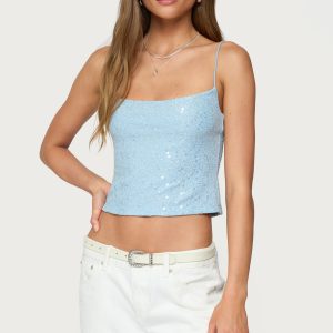 Metallic & Sequin Textured Tank Top