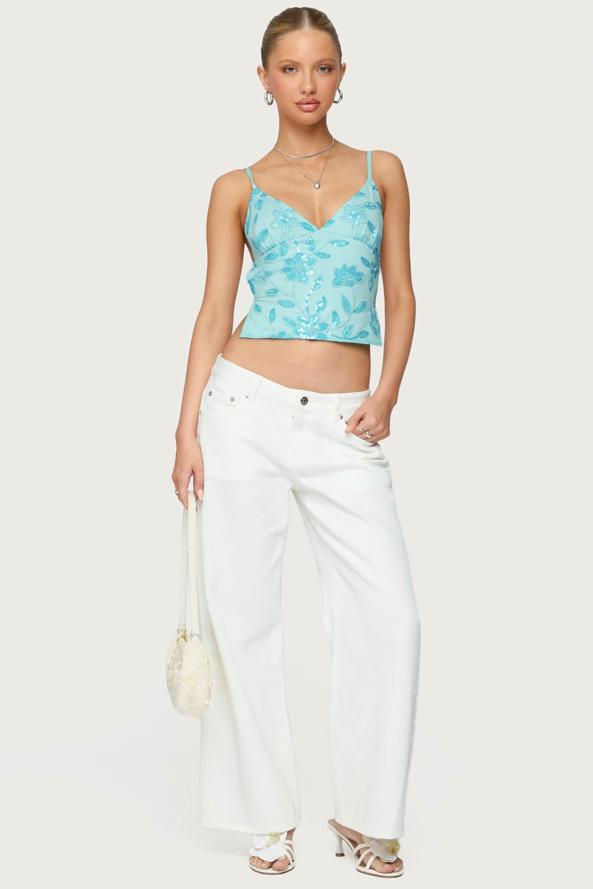 Pia Sequin Floral Backless Top - Image 2
