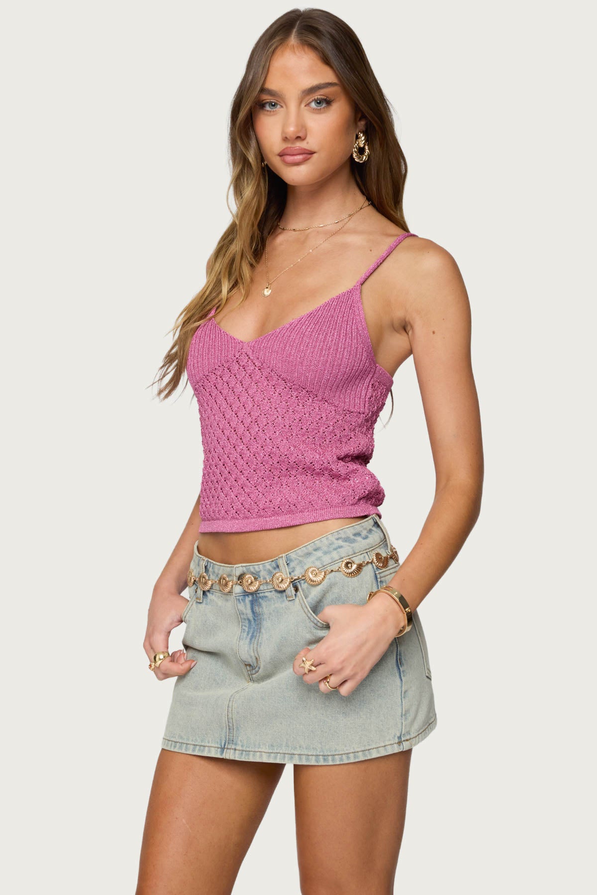 Frankey Sparkly Textured Knit Tank Top - Image 5