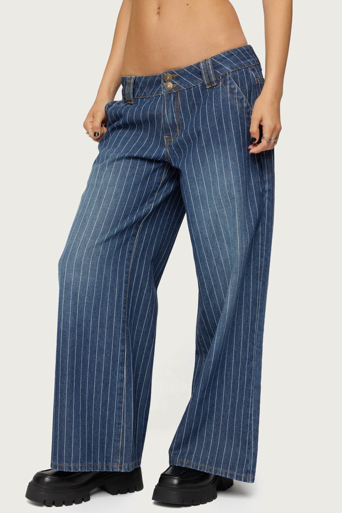 Petite Cory Striped Low Rise Jeans - Image 4