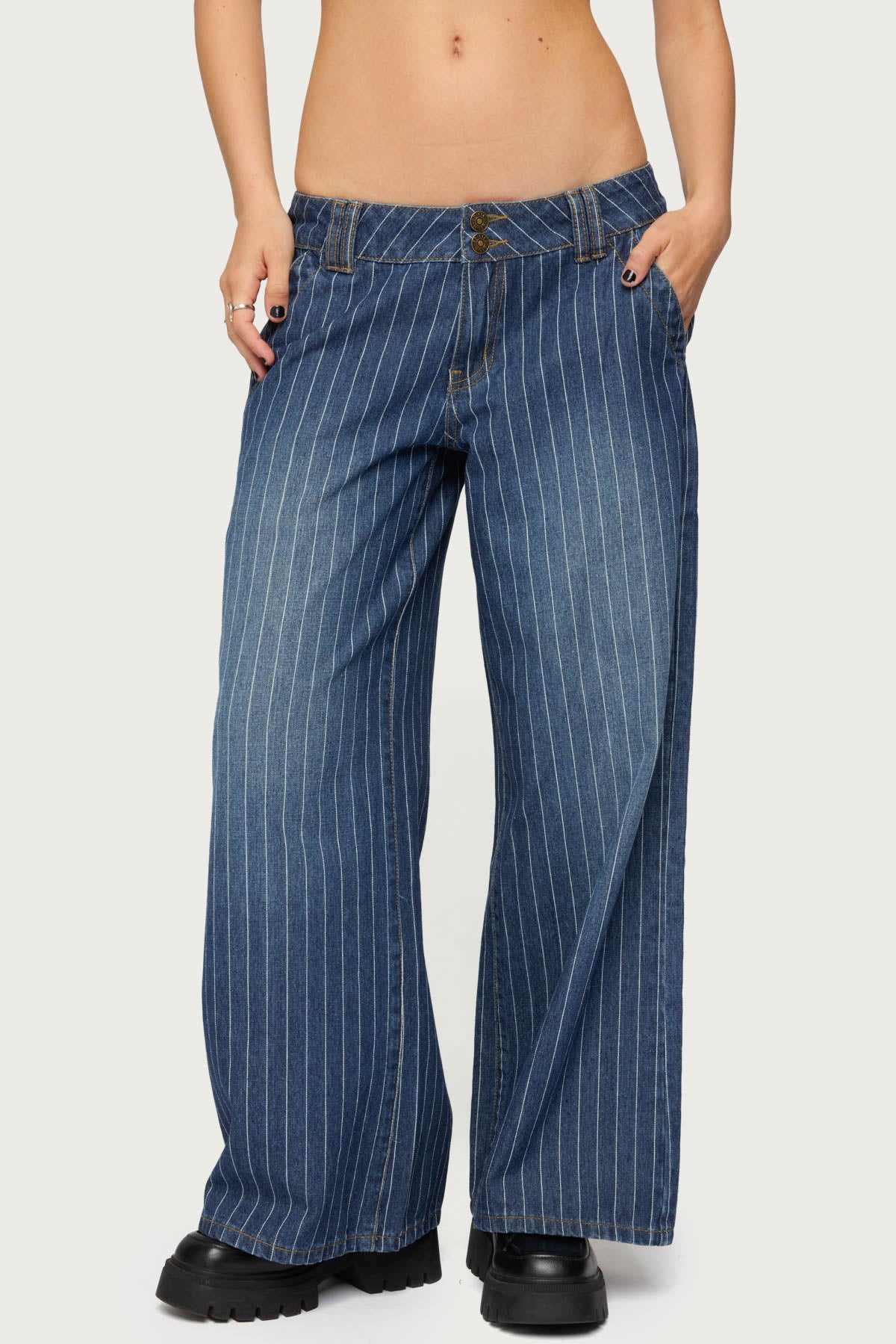 Petite Cory Striped Low Rise Jeans - Image 2