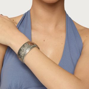 Engraved Floral Bangle Bracelet