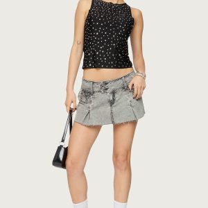 Vintage Washed Denim Mini Skort